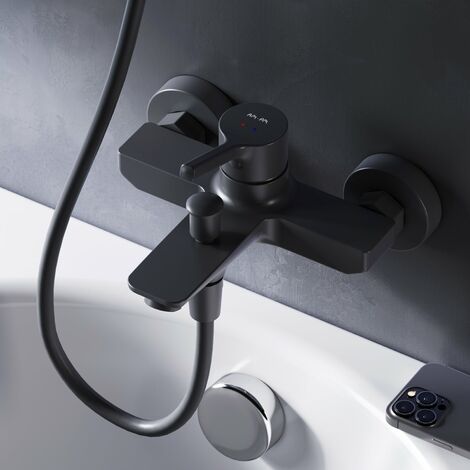 AM.PM Badewannenarmatur Wannenarmatur Schwarz Einhebelmischer Wandmontage Bad Messing Badewannen Armaturen