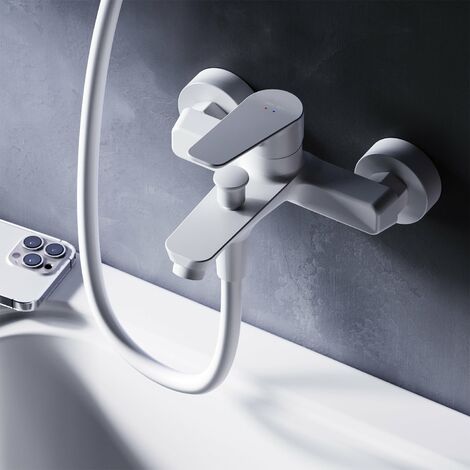 AM.PM Badewannenarmatur Wannenarmatur Weiss Einhebelmischer Wandmontage Bad Messing Badewannen Armaturen