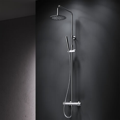 AM.PM Colone de Douche Thermostatique 38℃ avec Mitigeur Chrome Douche Set Robinet Baignore Thermostatique Système de douche Réglable en Hauteur