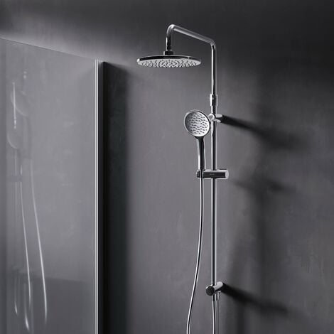AM.PM Duschsystem ohne Armatur Regendusche Duschset ohne Thermostat mit Kopfbrause Handbrause Umsteller eckig Duschsäule für Badezimmer, Chrom F07TA00