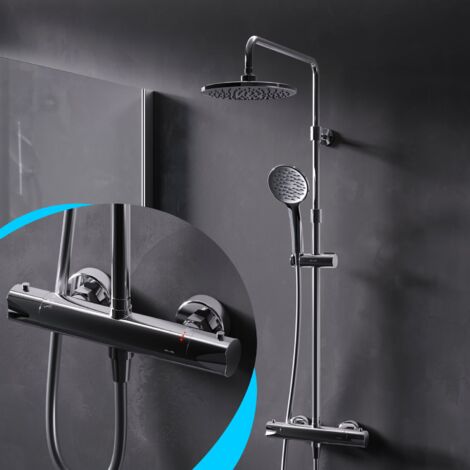 AM.PM Duschsystem Regendusche mit Thermostat 38℃ Edelstahl Duscharmatur Set, Duschsäule Regendusche, inkl. verstellbar Duschstange und Handbrause Hit