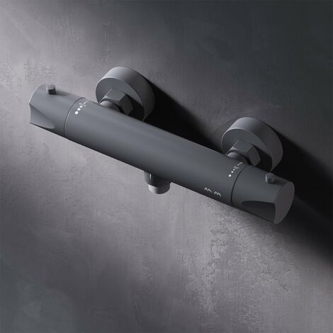 AM.PM Duschthermostat Brausethermostat Schwarz Duscharmatur Dusche Armatur Thermostat Mischbatterie mit Temperatureinstellung 38 °C