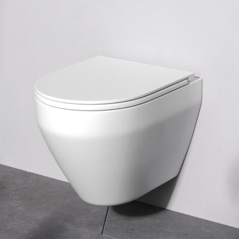 AM.PM Hänge-WC Spülrandlos Wand WC Tiefspüler WC Toilette für Gäste-WC Hänge-WC FlashClean aus Keramik mit Softclosing-Sitzabdeckung