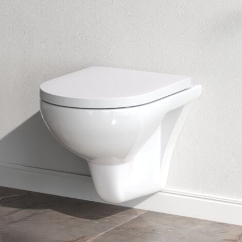 AM.PM Hänge-WCs, WC, Toilette, hänge WC spülrandlos, hänge WC, WC spülrandlos, Wand WC, WC-Becken inkl. WC-Sitz mit Softclose-Absenkautomatik