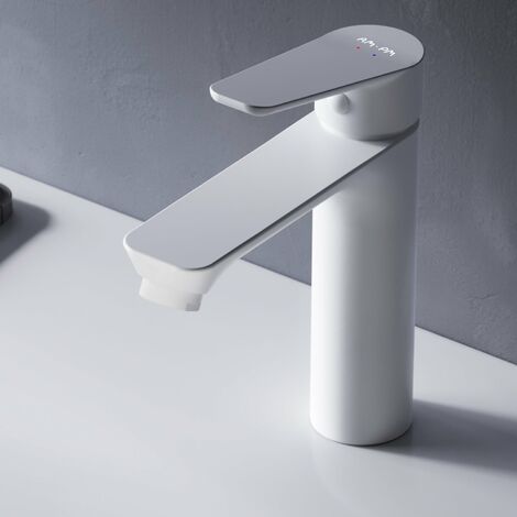 AM.PM Hit Waschtischarmatur mit Einhebelmischer FTA02233, SoftMotion Keramikkartusche, Neoperl Aerator, kratzfest, leicht zu reinigen, Weiss matt - Weiß