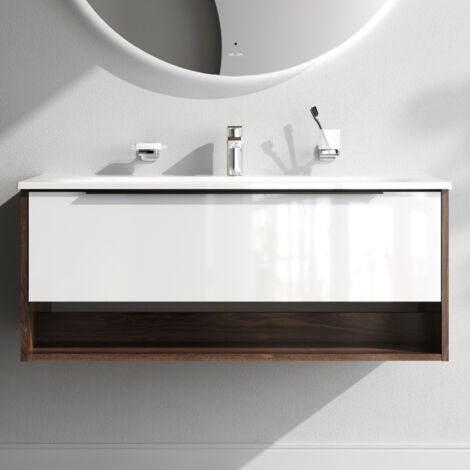 Am.Pm – Meuble sous vasque blanc brillant 100 cm – 1 tiroir extra large – Matériau LDPE durable 16 mm – Surface émaillée résistante aux taches