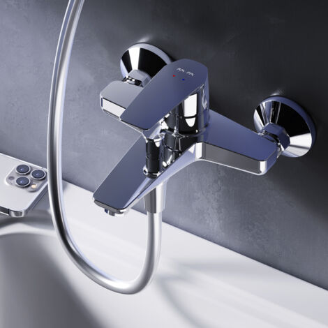 AM.PM Mitigeur Baignoire Chrome Robinet Baignore Main Monté Mur pour Salle de Bains Mélangeur de Baignoire en Laiton