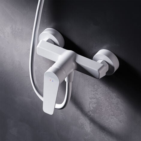 AM.PM Mitigeur Douche Blanc Robinet Douche Main Monté Mur pour Salle de Bains Mélangeur Douche en Laiton