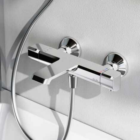 AM.PM Mitigeur Thermostatique de Douche Chrome Robinet Baignore Thermostatique 38℃ Mélangeur de Baignoire Thermostatique en Laiton