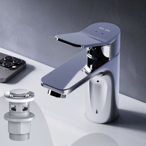 AM.PM Mitiguer Lavabo avec bonde clic clac pour lavabo Robinet Salle Bain Chrome Robinet de Lavabo pour Salle de Bain Mélangeur Lavabo en Laiton