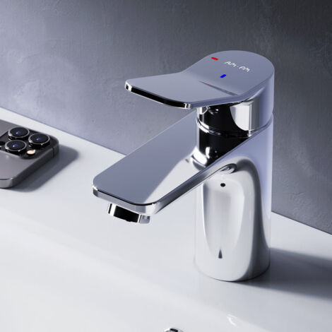 AM.PM Mitiguer Lavabo Robinet Salle Bain Chrome Robinet de Lavabo pour Salle de Bain Mélangeur Lavabo en Laiton
