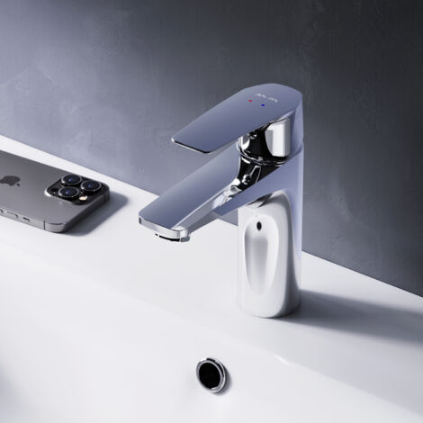 AM.PM Mitiguer Lavabo Robinet Salle Bain Chrome Robinet de Lavabo pour Salle de Bain Mélangeur Lavabo en Laiton
