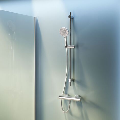 AM.PM Set für Dusche : Brausethermostat& Duschset Brauseset: Handbrause, Duschstange und Thermostat Duschthermostat, F408XA46, Chrom