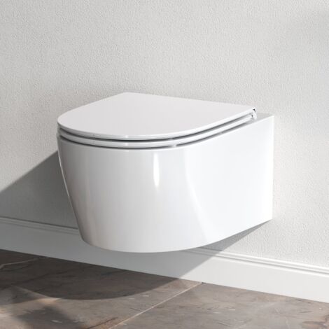 AM.PM Spülrandloses WC Toilette für Gäste-WC Hänge-WC FlashClean aus Keramik Wand-WC X-Joy S Spülrandloses Wand-WC mit Softclosing-Sitzabdeckung
