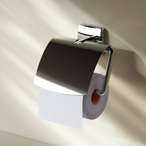 AM.PM Toilettenpapierhalter mit Deckel Wandmontage ohne bohren klebend Klopapierhalter Edelstahl WC Papierhalter Badezimmer Edelstahl, Chrom