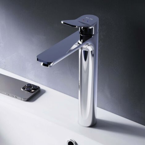 AM.PM Waschtischarmatur Hoch Chrom Wasserhahn Bad Waschbecken Armatur Einhebelmischer Badarmatur Mischbatterie für Badezimmer Aufsatzwaschbecken