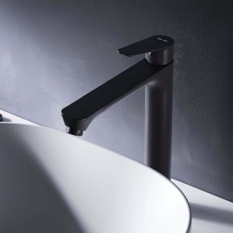 AM.PM Waschtischarmatur Hoch Schwarz Wasserhahn Bad Waschbecken Armatur Einhebelmischer Badarmatur Mischbatterie für Badezimmer Aufsatzwaschbecken