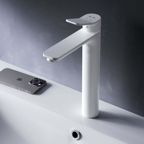 AM.PM Wasserhahn Bad Hoch Waschbecken Badarmatur Mischbatterie aus Messing Waschtischarmatur Einhandmischer für Badezimmer Waschbeckenarmatur, Weiss