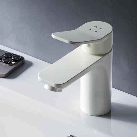 AM.PM Wasserhahn Bad Weiss Waschtischarmatur Bad Armatur Mischbatterie Waschbeckenarmatur Einhebelmischer Badezimmer