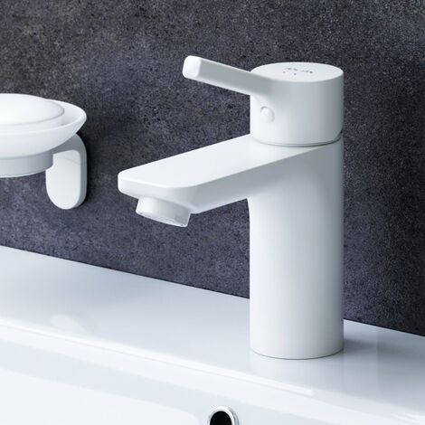 AM.PM Wasserhahn Bad Weiss Waschtischarmatur Bad Armatur Mischbatterie Waschbeckenarmatur Einhebelmischer Badezimmer