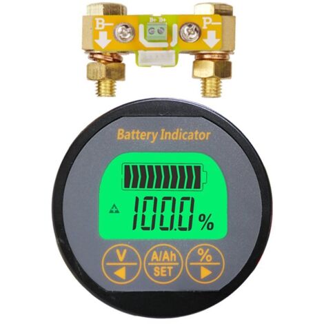 Ampnogy Batteriemonitor-Tester Voltmeter Amperemeter 8-120V 0-350A 999Ah für Auto, Motorboot, Wohnwagen, Wohnmobil, Solaranlage