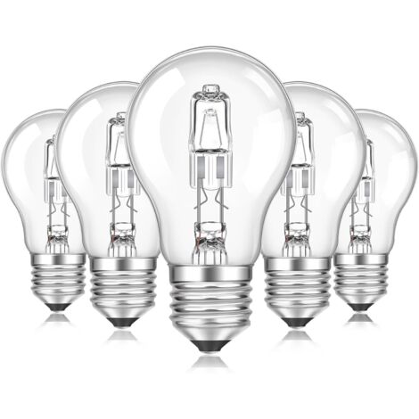 Ampolla E27 A55 a intensità variabile, luce bianca calda, lampadina sferica trasparente E27 A55 adatta per plafoniera, lampada da tavolo, applique da parete, lampada da terra, confezione da 5