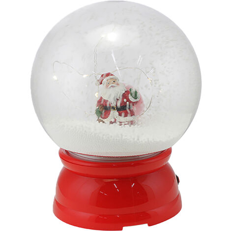 Ampolla Natalizia Palla con Babbo Natale Led 20x25cm Decorazione Luminosa Neve
