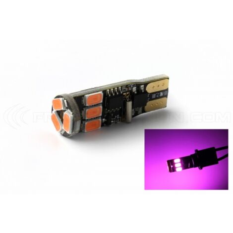 Ampoule 9 LED SMD ROSE - W5W - Strobo 12V Ampoule Flash LED T10