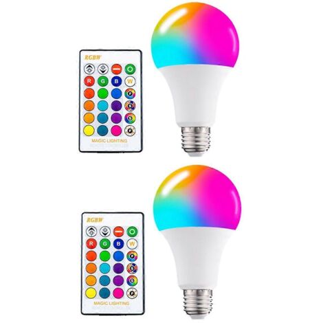 Ampoule à changement de couleur avec télécommande, 16 couleurs multicolores (voir photo)