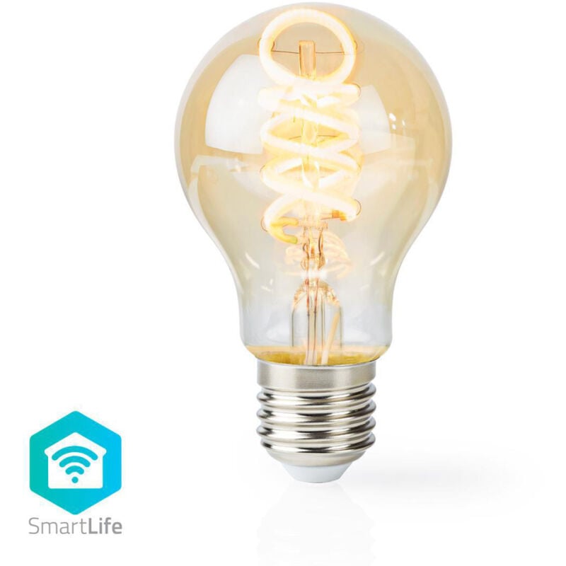 Ampoule à filament led Wi-Fi Nedis WIFILT10GDA60, blanc chaud à froid, torsadée, E27, A60, 5,5 w, 350 lm