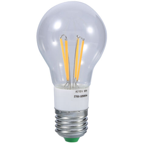 Ampoule à filament LED COB E27 12 V, lumière dimmable à 360 degrés, nouveau (4 W blanc chaud)