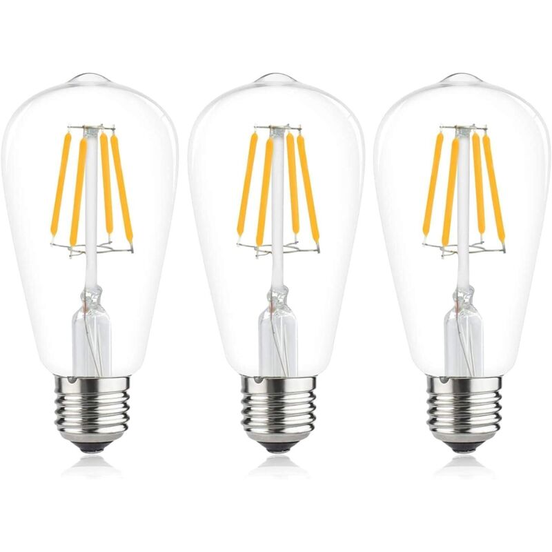 Ampoule à filament LED E27 ST64 ,Ampoules Vintage 6W 2700K Blanc Chaud , Rétro Edison Ampoule Vintage Antique Lampe , 540Lm Equivalent à Ampoule
