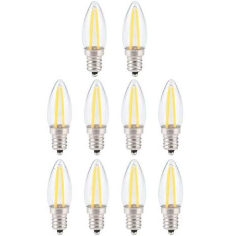 Ampoule à filament LED rétro à intensité variable, ampoule LED E12 2W blanc chaud avec protection des yeux