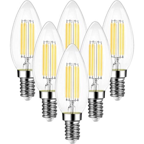 Ampoule à filament LED vintage E14, ampoules à culot vintage E14, blanc chaud 2700 K 750 lm, lot de 6