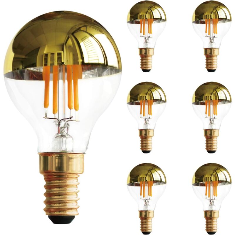 Ampoule à filament LED vintage G45 4W, ampoule à miroir semi-doré, blanc chaud à économie d'énergie 2700K, base de candélabre E14, équivalent 40