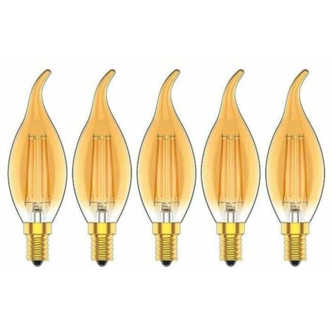 Ampoule à filament vintage dimmable 4 W, culot LED E14, jaune chaud, 2300 K, 320 lm, 220 V CA, lot de 5 [Classe énergétique A+]