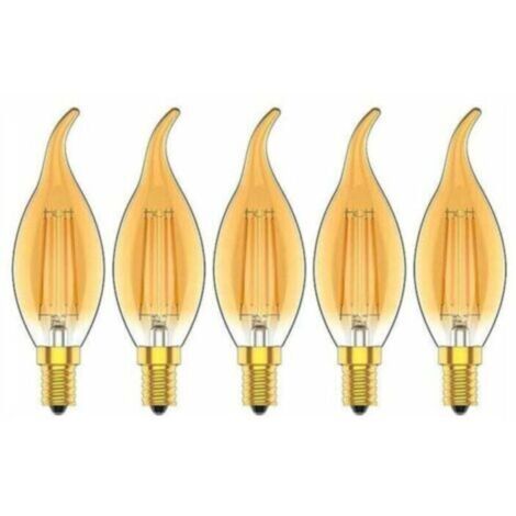 Ampoule à filament vintage dimmable 4 W, culot LED E14, jaune chaud, 2300 K, 320 lm, 220 V CA, lot de 5 [Classe énergétique A+]