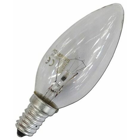 Ampoule à incandescence bougie transparente 60w e14 pour usage industriel uniquement