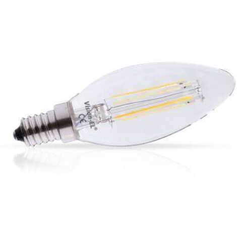 ampoule à led cob - vision-el - e14 - 4w - 2700k - flamme - filament - claire - blister
