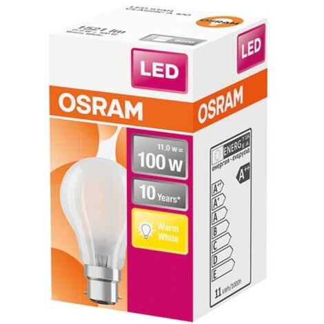 ampoule à led - osram parathom fil - b22 - 11w - 2700k - 1521 lm - cla100 - dépolie - osram 124684