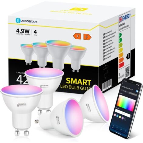Ampoule Alexa GU10 SL2, Lampe intelligente 4,9 W, Lampe WiFi LED RGBCCT 2700-6500 K, Dimmable, 26 modes de scène, Contrôle via application, Compatible avec Alexa/Google Home, Aucun hub nécessaire, 4 p