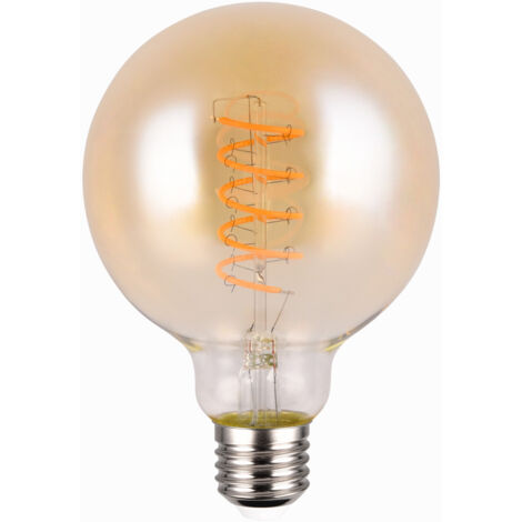Ampoule, Ampoule globe led E27 spirale avec variateur Ambre en Verre, TRIO