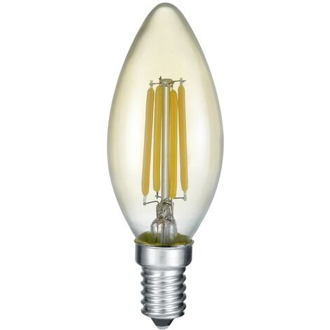 Ampoule, Ampoule LED E14 Déco filament bougie 4W jaune  en Verre, TRIO