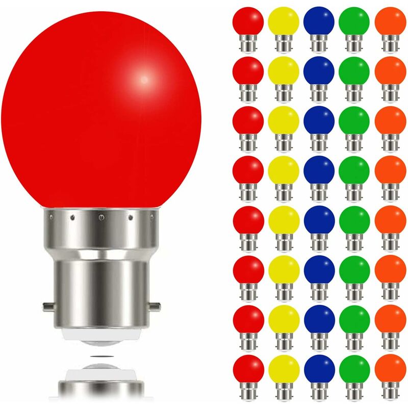 Ampoule B22 Couleur Baionnette 3W Equivalent 30W 240 Lumen, Ampoules à baïonnette B22 Couleur pour Mariage, Fête, Bar, Décor D'ambiance,