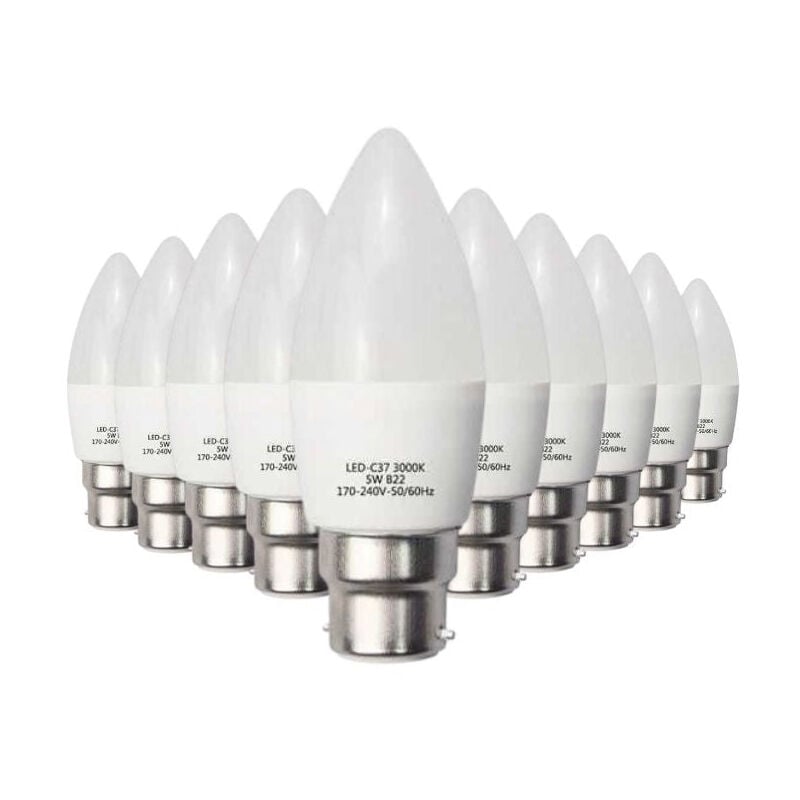 Ampoule B22 led 6W 220V C37 180° - Pack de 10 / Blanc Froid Silumen