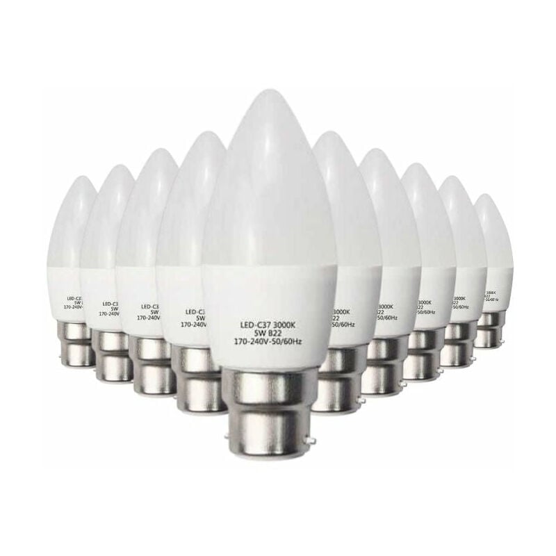 Ampoule B22 led 6W 220V C37 180° - Pack de 10 / Blanc Neutre Silumen
