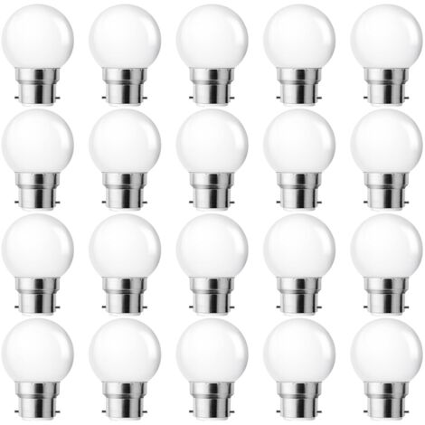 Ampoule Baillonette LED B22 1W,Ampoule LED B22,Ampoule à Baïonnette Blanc Chaud 2700K,Équivalent Ampoules 5W,Plastique,Non Dimmable,Lot de 20