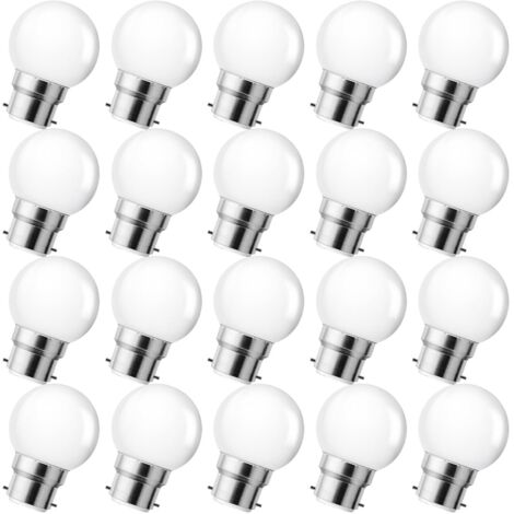 Ampoule Baillonette LED B22 3W,Ampoule LED B22 3W,Ampoule à Baïonnette Blanc Chaud 2700K,Équivalent Ampoules 15 Watt,Plastique,Non Dimmable,Lot de 20