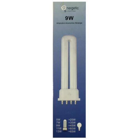 Ampoule basse consommation 2G7 YDW9U 9W 525lm L150mm – Économie d'énergie 80% – Tension 230V – Longue durée – Energetic Lighting