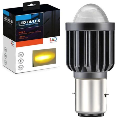 Ampoule Bi-LED BA20D S2 Jaune 4D-LENS ALTERNÉE - 9-32Vdc - 2500K - 4000lms - XENLED